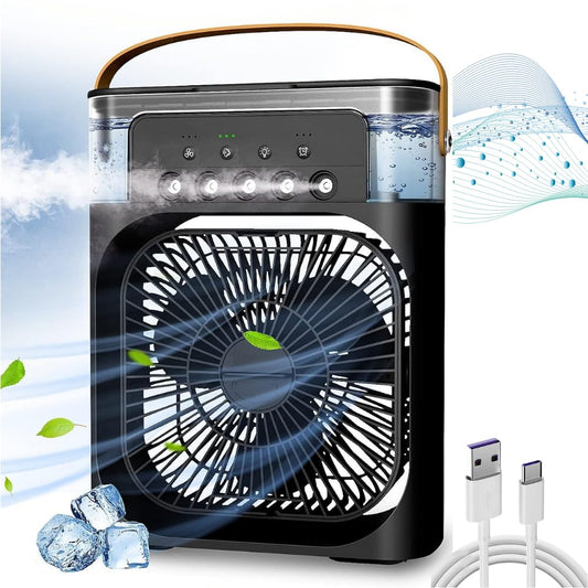 TRIDEO Portable Air Conditioner Cooler, Mini Evaporative Cooler | Mini Small Evaporative Air Cooler with Cool Mist Humidifier, 7 Colors LED Light, Timer Ideal for Room, Office_ShA066