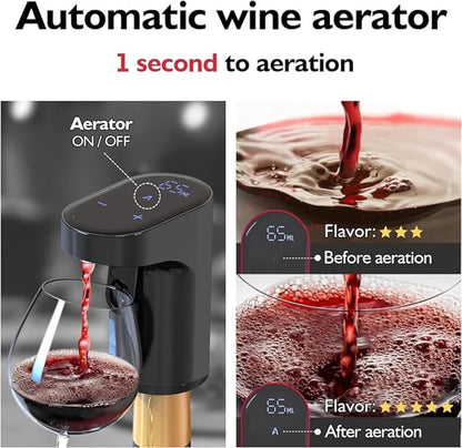 B Creations Electric Peg Measurer Cup Whiskey Wine Decanter Aerator Dispenser Pourer & Bar Accessories for Home, Perfect Pouring Aerating & Gift for Men Women Mom Dad Boss Brother Husband, Black