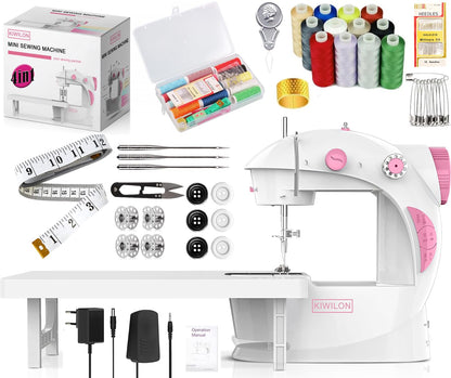 2025 Mini Sewing Machine Electric With Table Set I Stitching Machine For Home Tailoring With Foot Pedal, Adapter, Built-In Focus Light And Sewing Kit I Silai Machine (SM-1-Pink)