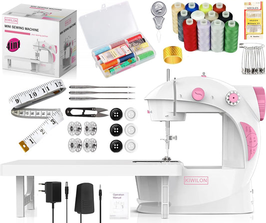 2025 Mini Sewing Machine Electric With Table Set I Stitching Machine For Home Tailoring With Foot Pedal, Adapter, Built-In Focus Light And Sewing Kit I Silai Machine (SM-1-Pink)