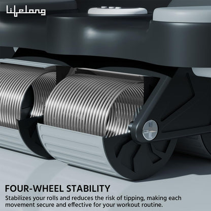 Ab Roller with Automatic Rebound, Elbow Support, Timer & Mobile Holder, Dual Non-Slip Wheels, Professional Core Strength Training Ab Roller, Home Gym Core Trainer with Knee Pad – Black