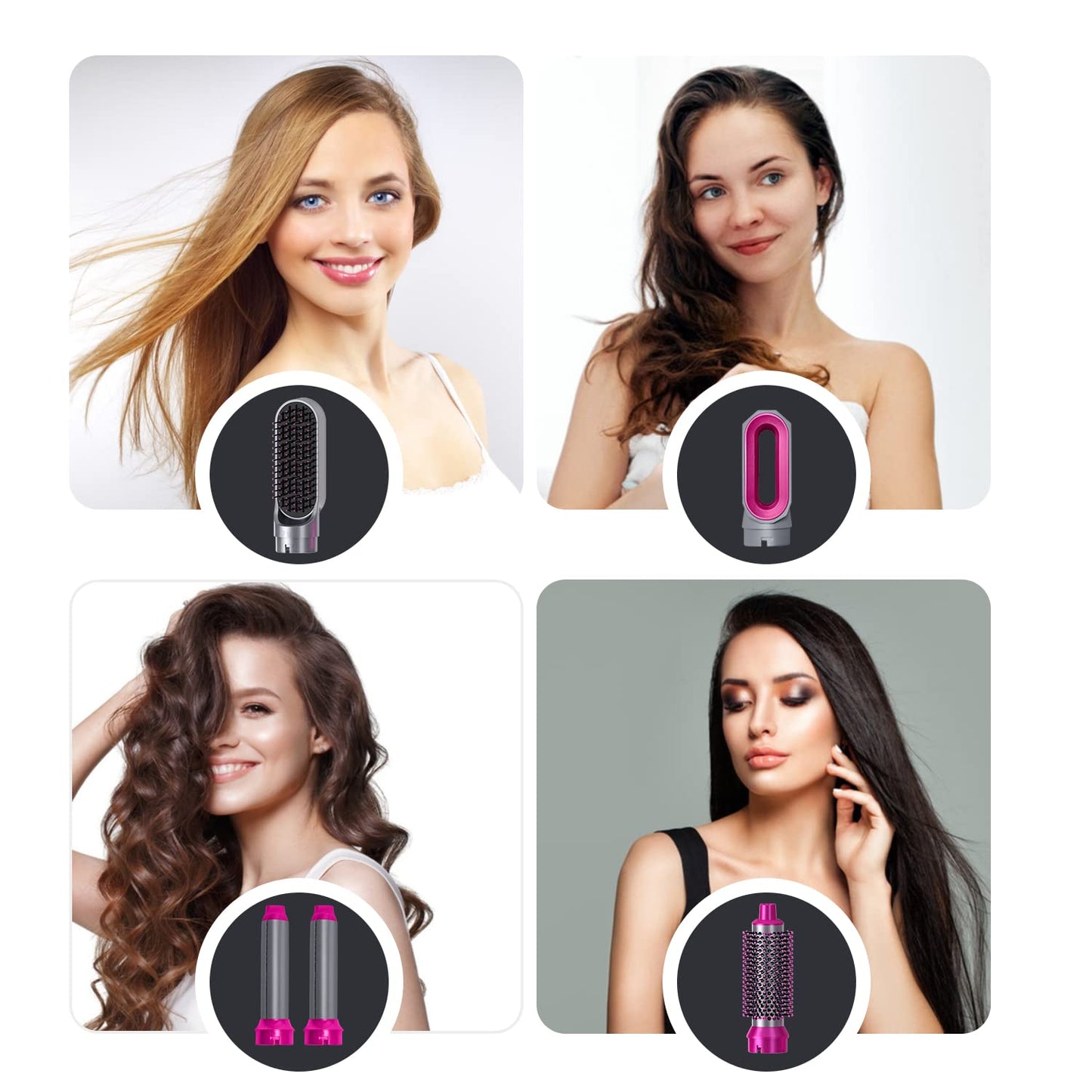 5 In 1 Hair Dryer Air Brush Styler and Voluzer Hair Straightener Curler Comb Negative Ion One Step Hair Dryer Brush CHK_58
