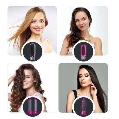 5 In 1 Hair Dryer Air Brush Styler and Voluzer Hair Straightener Curler Comb Negative Ion One Step Hair Dryer Brush CHK_58