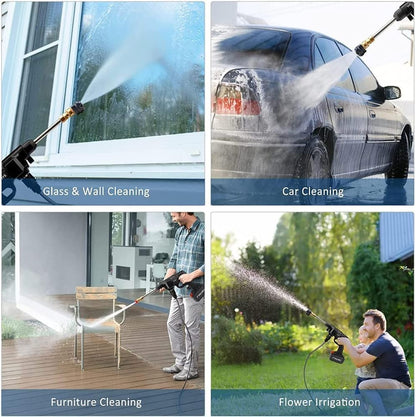 smuk (Double_Battery) Cordless Portable Wireless Pressure Washer Gun 48V 12000mah High Pressure Water Gun for Car Wash Bike Washing 3In1 Car Duster Stickers|Heavy Drying Duty Vacuum Nozzle 5M