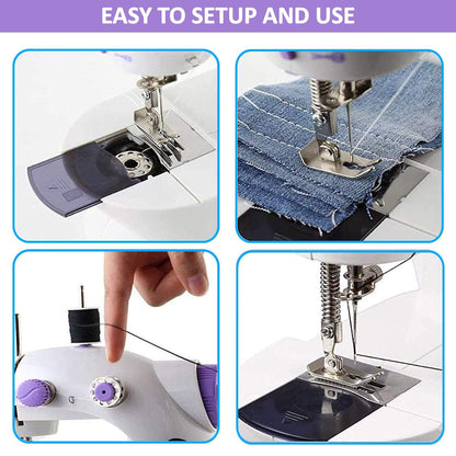 2025 Mini Sewing Machine Electric With Table Set I Stitching Machine For Home Tailoring With Foot Pedal, Adapter, Built-In Focus Light And Sewing Kit I Silai Machine (SM-1-Pink)