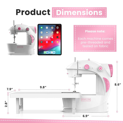 2025 Mini Sewing Machine Electric With Table Set I Stitching Machine For Home Tailoring With Foot Pedal, Adapter, Built-In Focus Light And Sewing Kit I Silai Machine (SM-1-Pink)