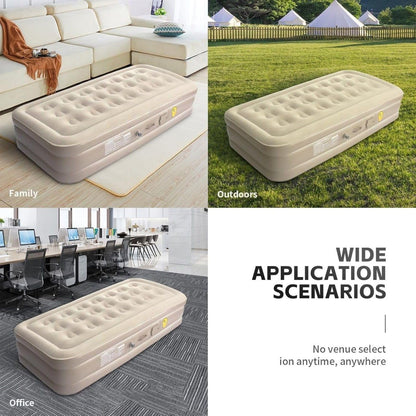 bellwo Single Air Bed, Inflatable Bed with Built-in Electric Pump, 3 Mins Quick Self-Inflation/Deflation Guest Air Mattress, Blow Up Bed for Home Portable Camping Travel