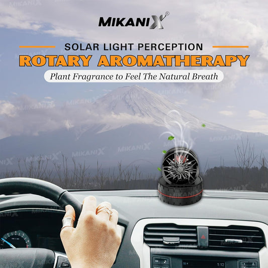 NIX Solar Rotating Car Dashboard Air Freshener/Perfume Diffuser | Metal Body & Alloy Wheel Hub Design with Perfume Liquid for Car Interior.