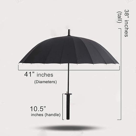 Katana Sword black Umbrella,Automatic Waterproof Samurai Handle black Umbrella for Men Katana, UV Protection, Windproof Travel Umbrella.