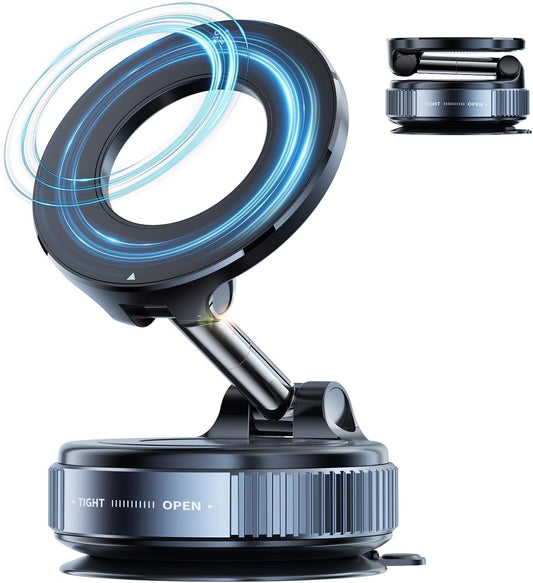 NIFFO Magnetic Phone Holder for car Vacuum Suction Mount 360 Degree Foldable Retractable Stand Dashboard Cup Universal Gym with Strong Magnet Windshield Hands-Free Travel Adjustable
